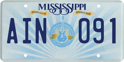 MS license plate AIN091
