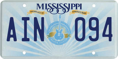 MS license plate AIN094