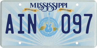 MS license plate AIN097