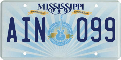 MS license plate AIN099