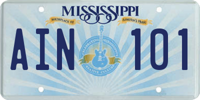 MS license plate AIN101
