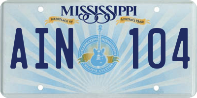 MS license plate AIN104