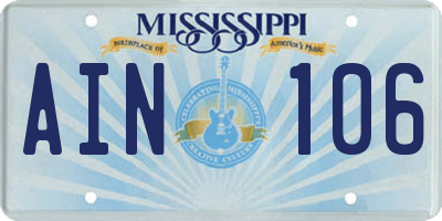 MS license plate AIN106