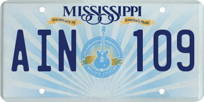 MS license plate AIN109