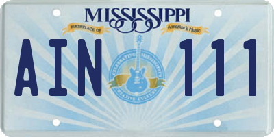 MS license plate AIN111