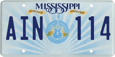 MS license plate AIN114
