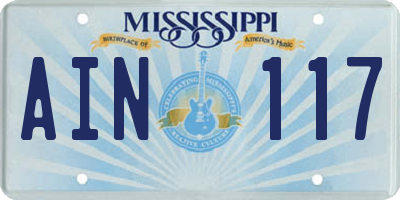MS license plate AIN117