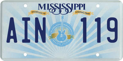 MS license plate AIN119