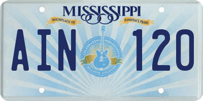 MS license plate AIN120