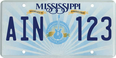 MS license plate AIN123
