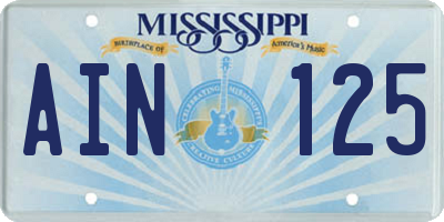 MS license plate AIN125