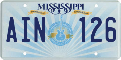 MS license plate AIN126