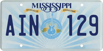MS license plate AIN129