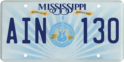 MS license plate AIN130