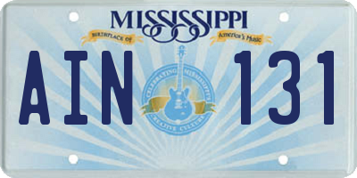 MS license plate AIN131