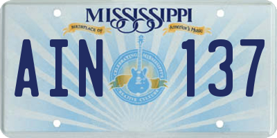MS license plate AIN137