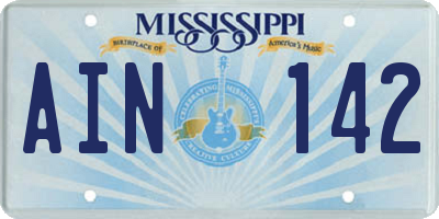 MS license plate AIN142