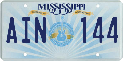 MS license plate AIN144