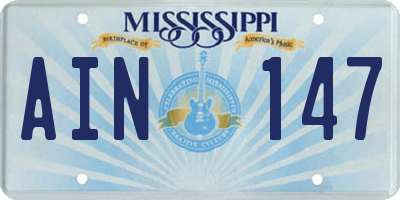 MS license plate AIN147