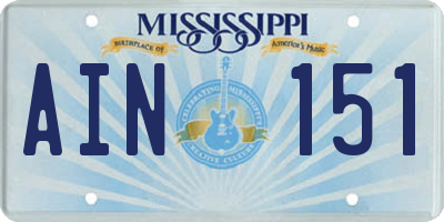MS license plate AIN151
