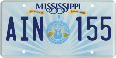 MS license plate AIN155