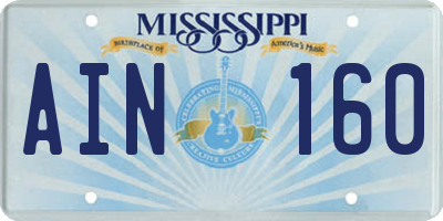 MS license plate AIN160