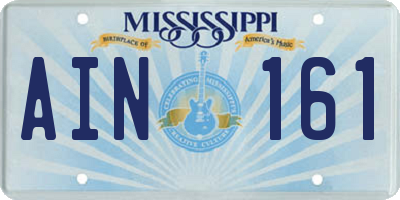 MS license plate AIN161
