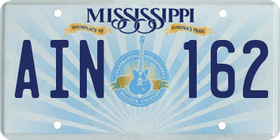 MS license plate AIN162