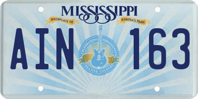 MS license plate AIN163