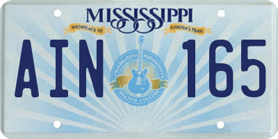 MS license plate AIN165