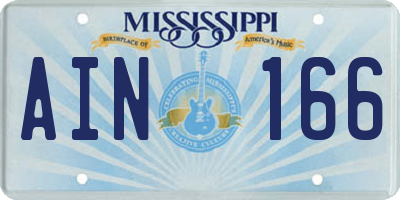 MS license plate AIN166