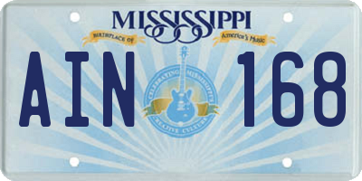 MS license plate AIN168