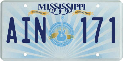 MS license plate AIN171