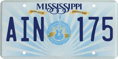 MS license plate AIN175