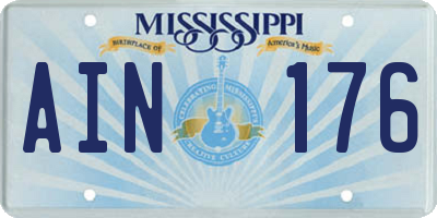 MS license plate AIN176