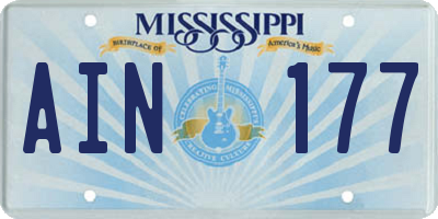 MS license plate AIN177