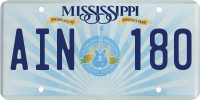 MS license plate AIN180