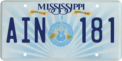 MS license plate AIN181