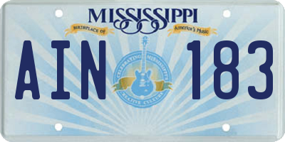 MS license plate AIN183