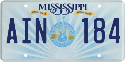 MS license plate AIN184