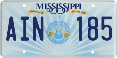 MS license plate AIN185