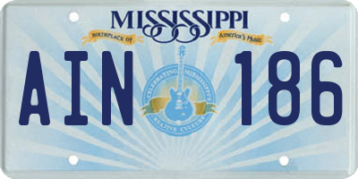 MS license plate AIN186
