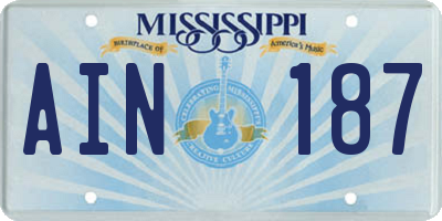 MS license plate AIN187
