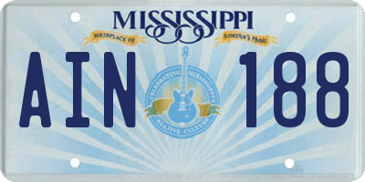MS license plate AIN188