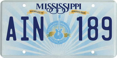 MS license plate AIN189