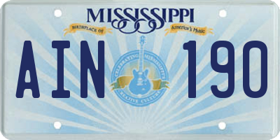 MS license plate AIN190