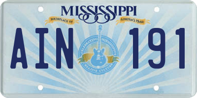 MS license plate AIN191
