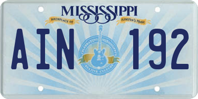 MS license plate AIN192