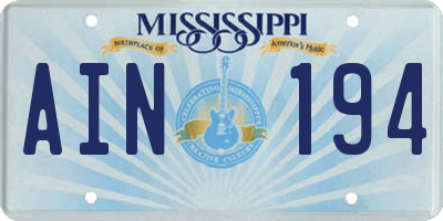 MS license plate AIN194