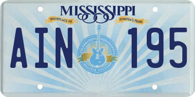 MS license plate AIN195